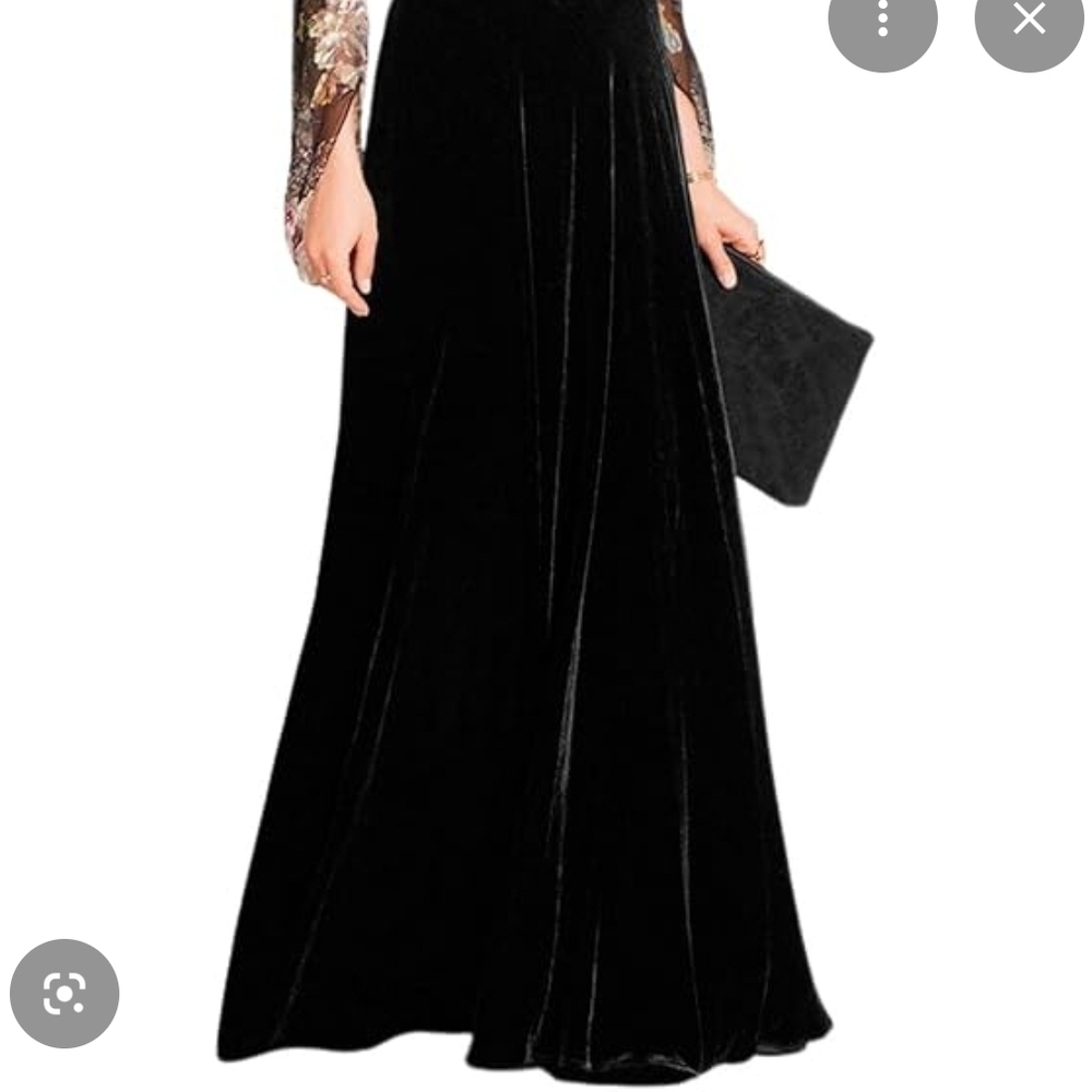 Alex Evenings Black Velvet Maxi Skirt